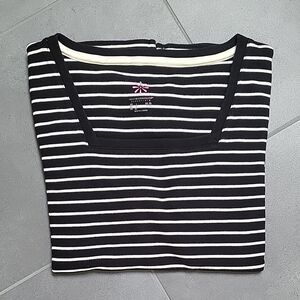 Black and White Striped Women's Top